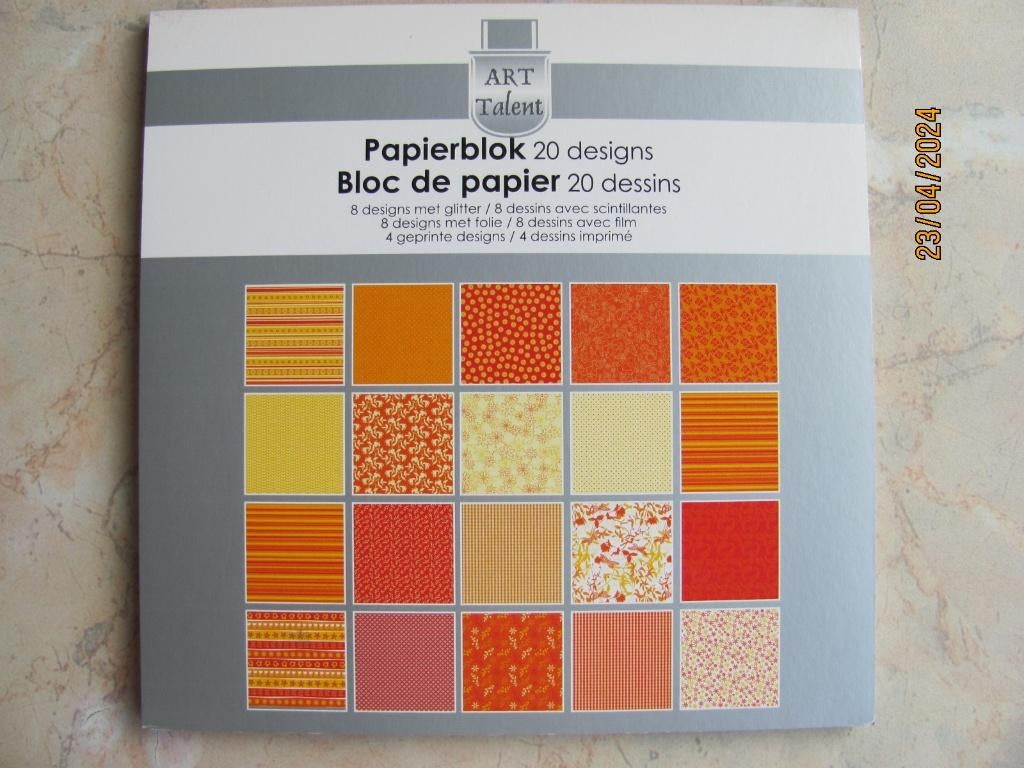 NIEUW 20 designs PAPIERBLOK paperpad ZONNIG oranje BLOEMEN, Ophalen of Verzenden, Nieuw, Overige thema's, Overige typen