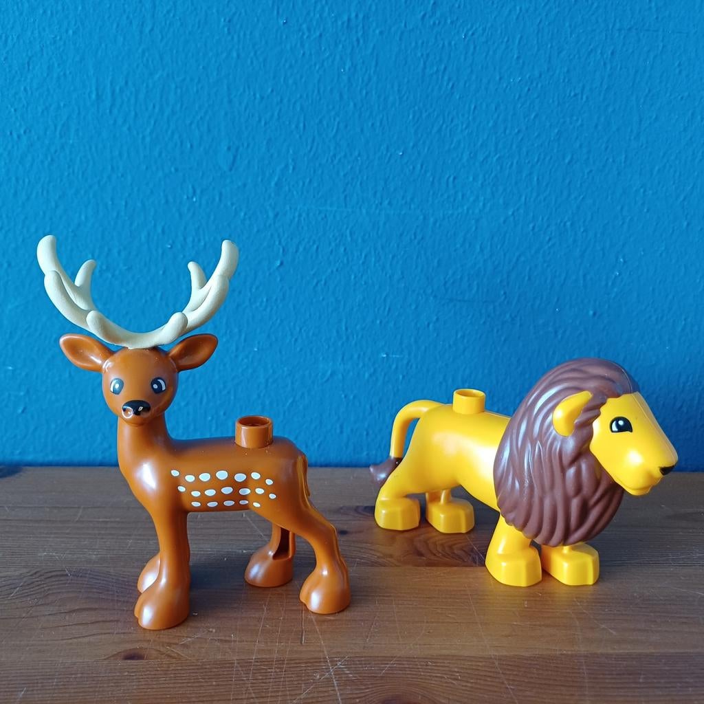 Duplo Dieren leeuw hert met gewei, Ophalen of Verzenden, Zo goed als nieuw, Duplo
