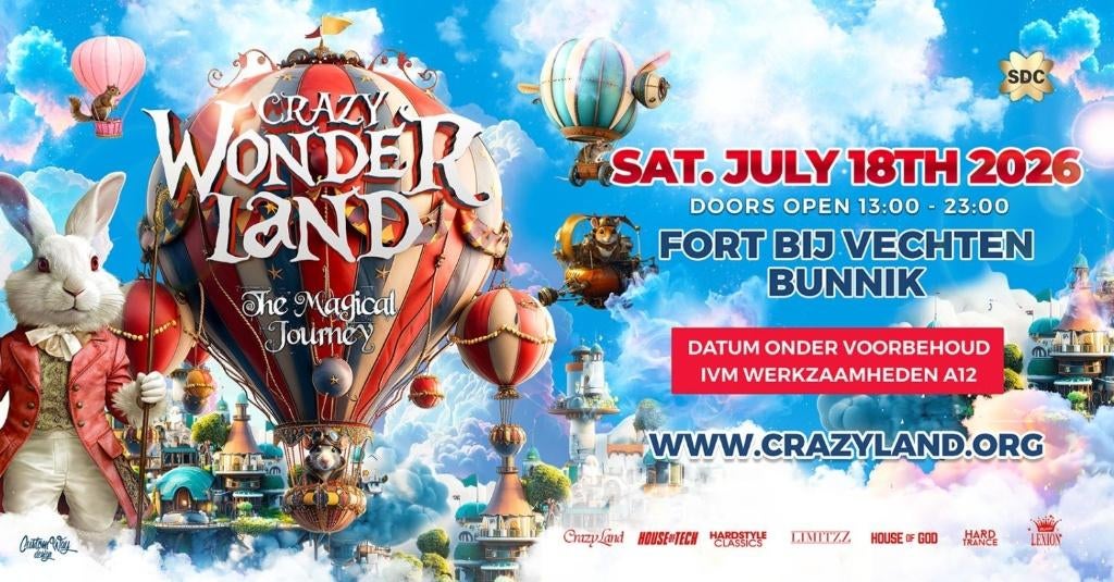 2 tickets Crazy Wonderland Festival 18 juli 2026, Twee personen