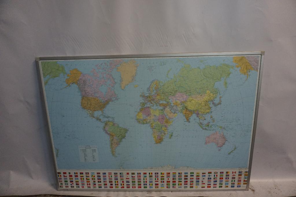 Landkaart wereldkaart bord magnetisch 142x99.5, Landkaart, 1800 tot 2000, Wereld, Ophalen