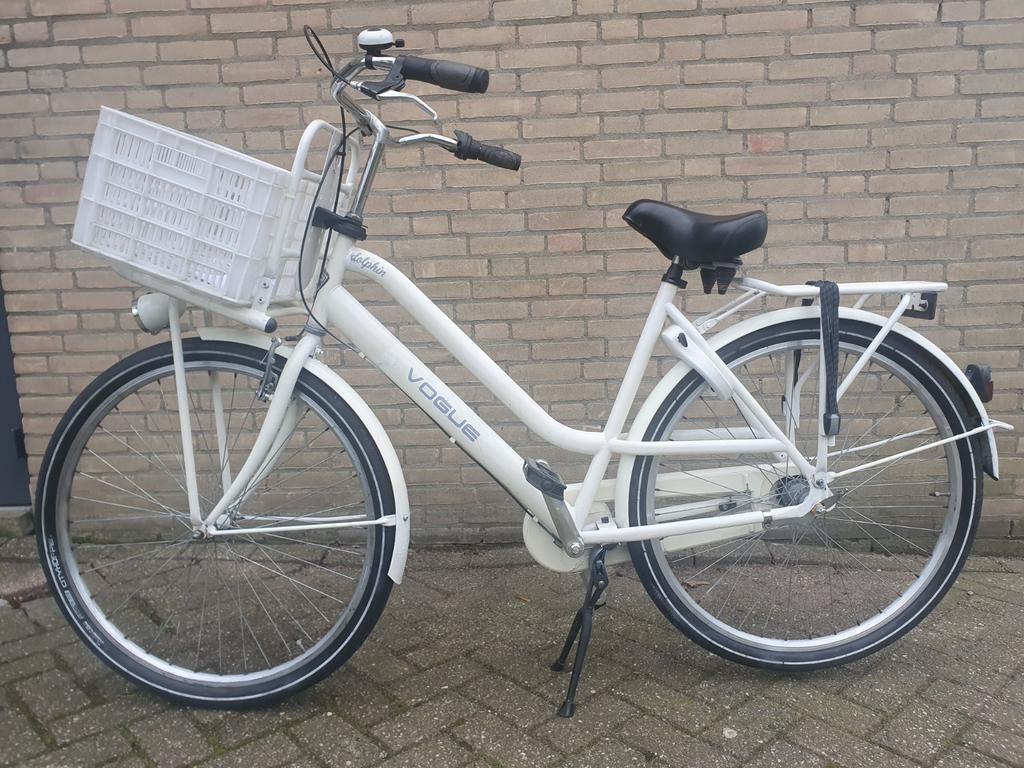 Witte Vogue Dolphin Damesfiets met Mand, Versnellingen, Ophalen, Overige merken, 53 tot 56 cm