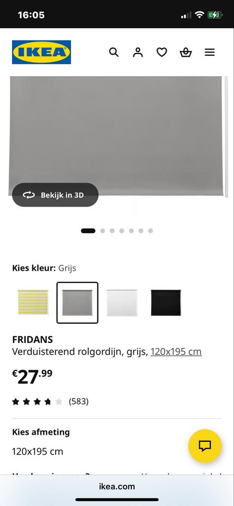 IKEA Fridans rolgordijn 120x195 cm nieuw in verpakking, Ophalen, 100 tot 150 cm, Nieuw, Grijs