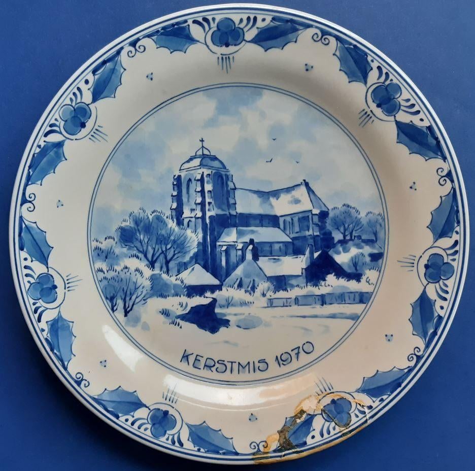 Kerstmis 1970 Porceleyne Fles 25cm (4) Domkerk Veere *, Ophalen of Verzenden