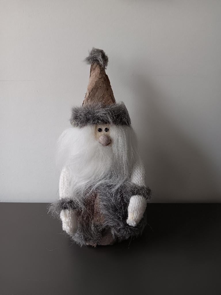 Decoratieve kerst gnome van hout en textiel kerstdecoratie, Diversen, Kerst, Ophalen of Verzenden, Gebruikt