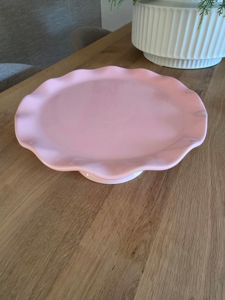 Rudolf van Veen taartplateau - roze, met lichte beschadiging, Ophalen