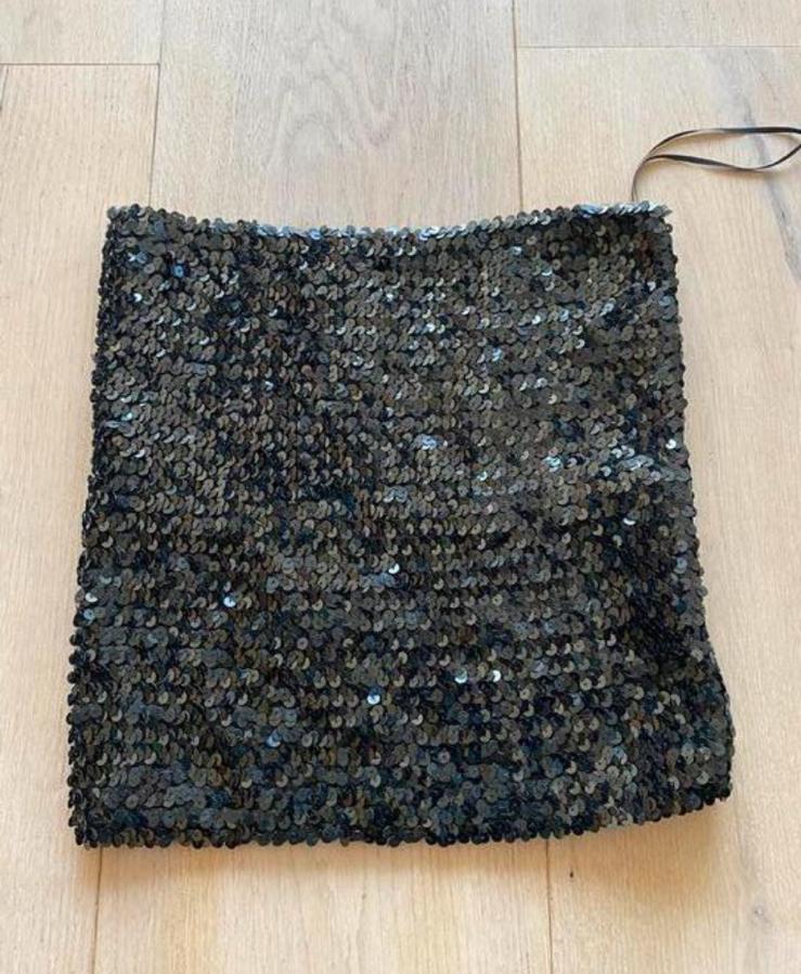 Strapless top pailletten one size stretch nieuwstaat, Zwart, Ophalen of Verzenden, Zo goed als nieuw, Maat 36 (S)