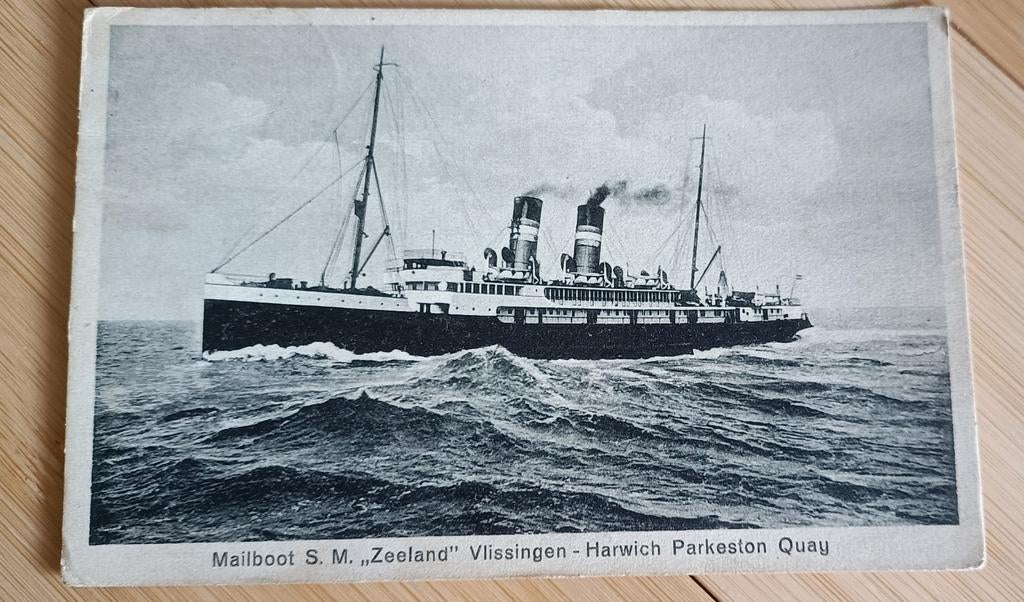 Mailboot S.M "Zeeland' Vlissingen - Harwich 1928, Ophalen of Verzenden, 1920 tot 1940, Gelopen, Overige thema's