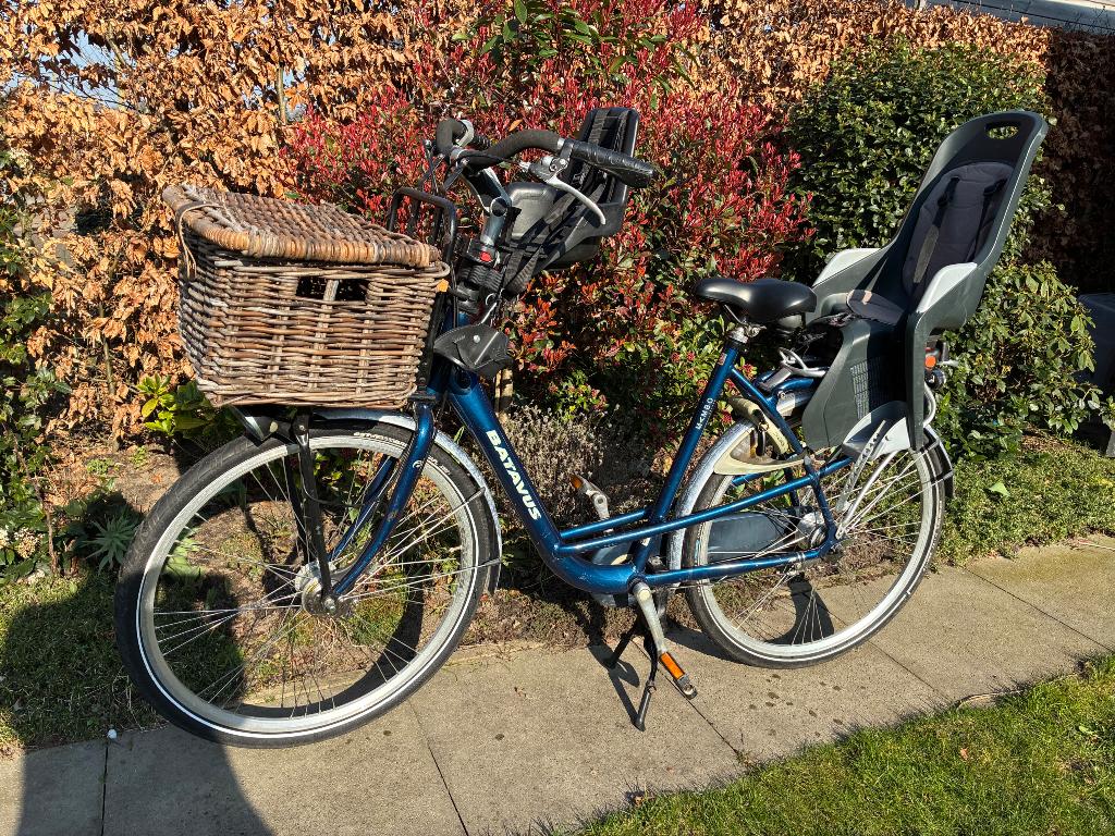 Batavus Mambo Deluxe moederfiets inclusief 2 kinderzitjes, Ophalen, 2 zitjes, Gebruikt, Batavus