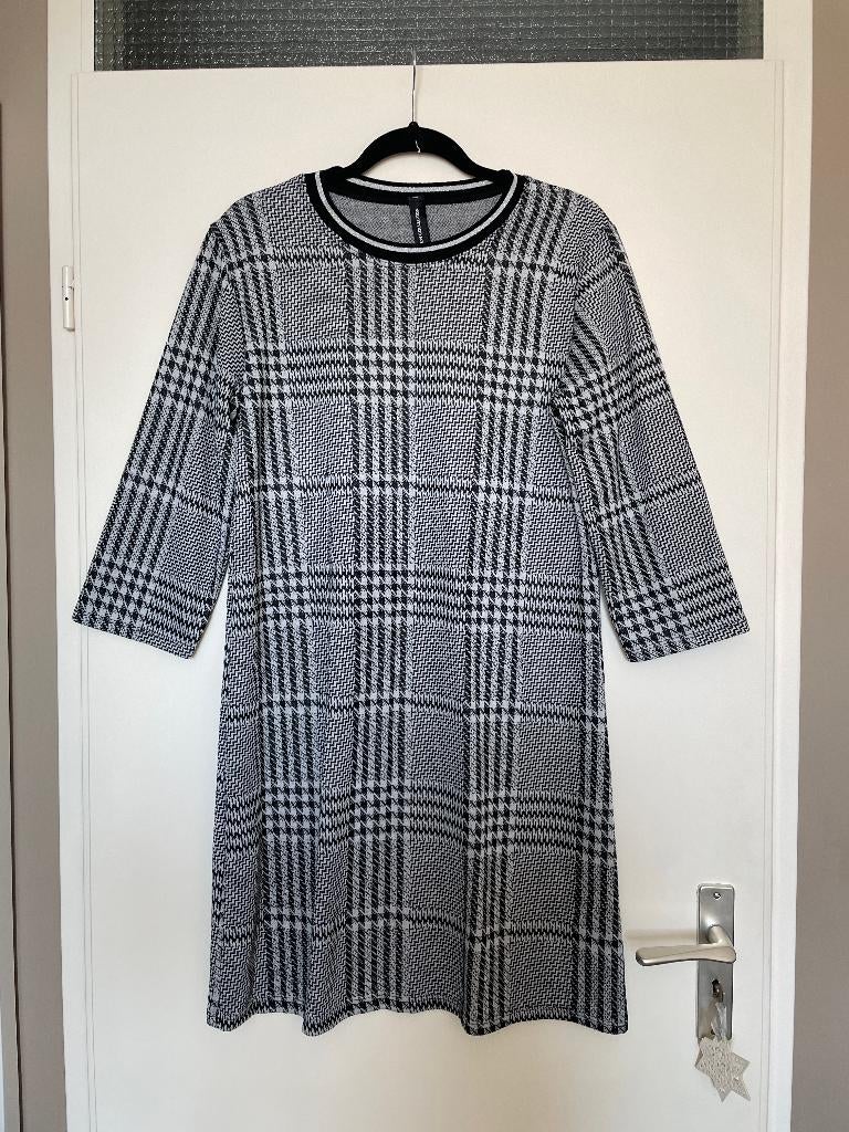 lange pied de poule gestreepte geruite sweater trui mt 40, Maat 38/40 (M), Made in Italy, Zwart, Ophalen of Verzenden