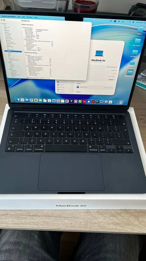 MacBook Air 13" M3 8C-CPU 10C-GPU 16GB 256GB Midnight, Computers en Software, Apple Macbooks, Qwerty, 13 inch, Ophalen of Verzenden