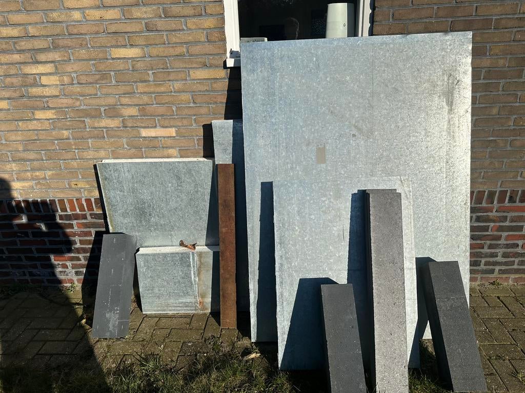 Restant stukken isolatieplaat (gebruikt voor aanleg vijver), Doe-het-zelf en Verbouw, Platen en Panelen, Ophalen, Gebruikt, Overige materialen