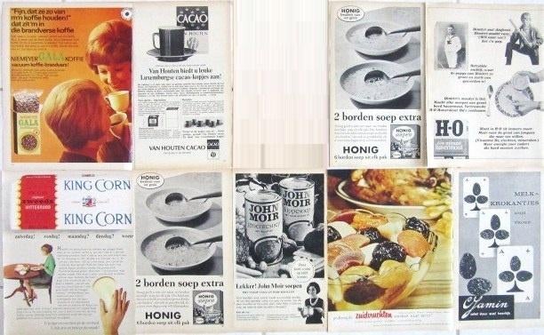 Advertenties reclames uit 1966 - Etenswaren, Verzamelen, Merken en Reclamevoorwerpen, Ophalen of Verzenden, Gebruikt, Overige typen