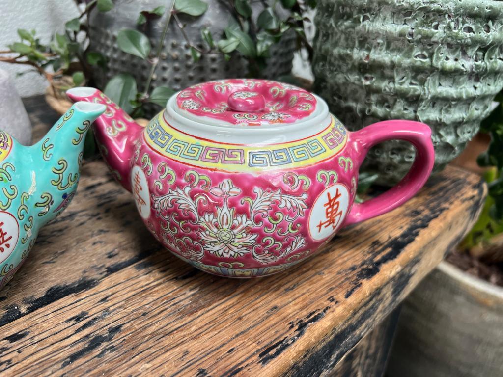 Chinese porselein theepot Chinees roze Asian, Verburgt Vintage, Overige typen, Ophalen of Verzenden, Schipluidenlaan 20 5035KJ Tilburg