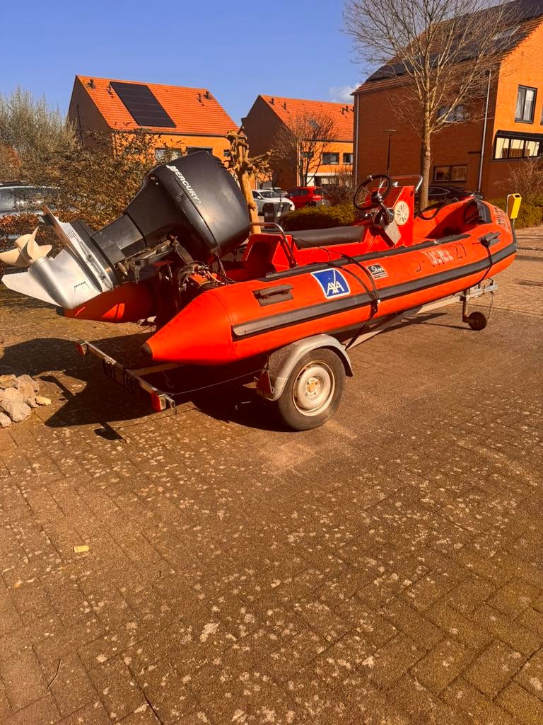 Rib rubberboot Hypalon met 75pk 2t en trailer, Watersport en Boten, Gebruikt, 70 tot 120 pk, Benzine, Overige materialen
