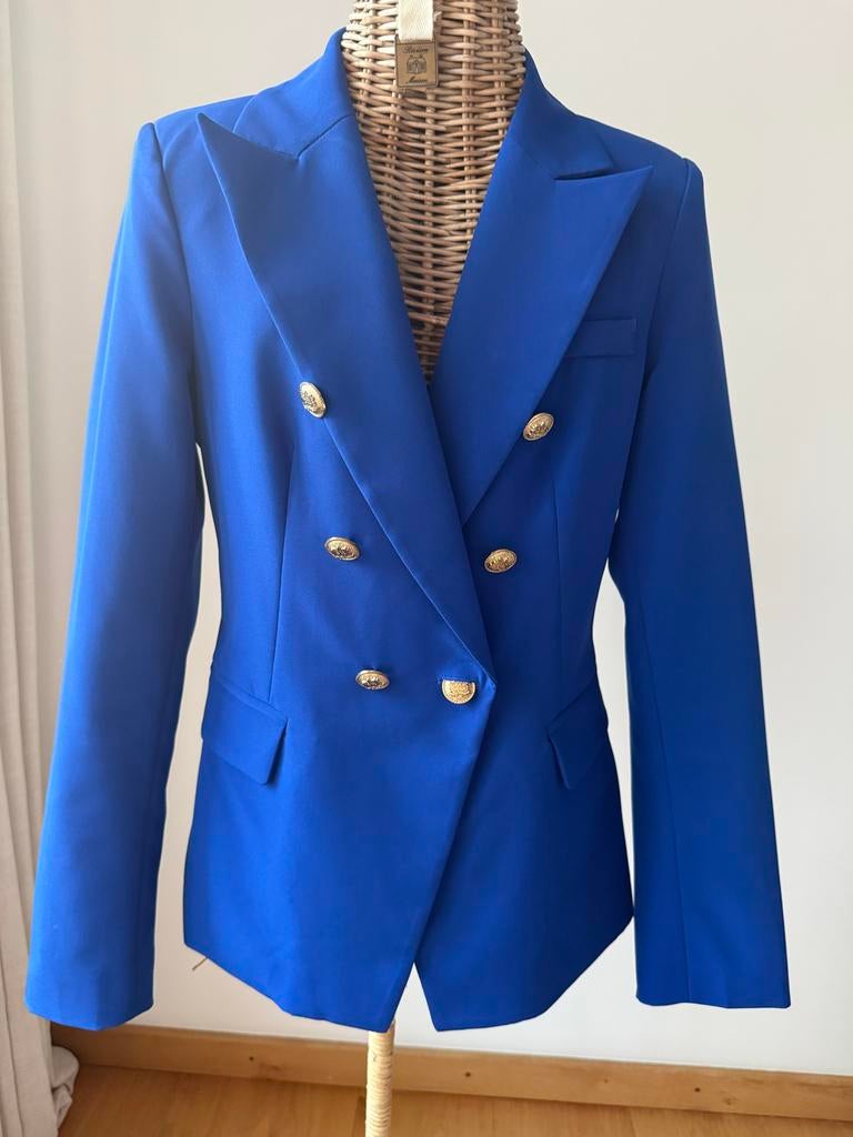 Kolbalt blauw kolbert met gouden knopen - Attentif, Kleding | Dames, Maat 38/40 (M), Blauw, Ophalen of Verzenden, Zo goed als nieuw