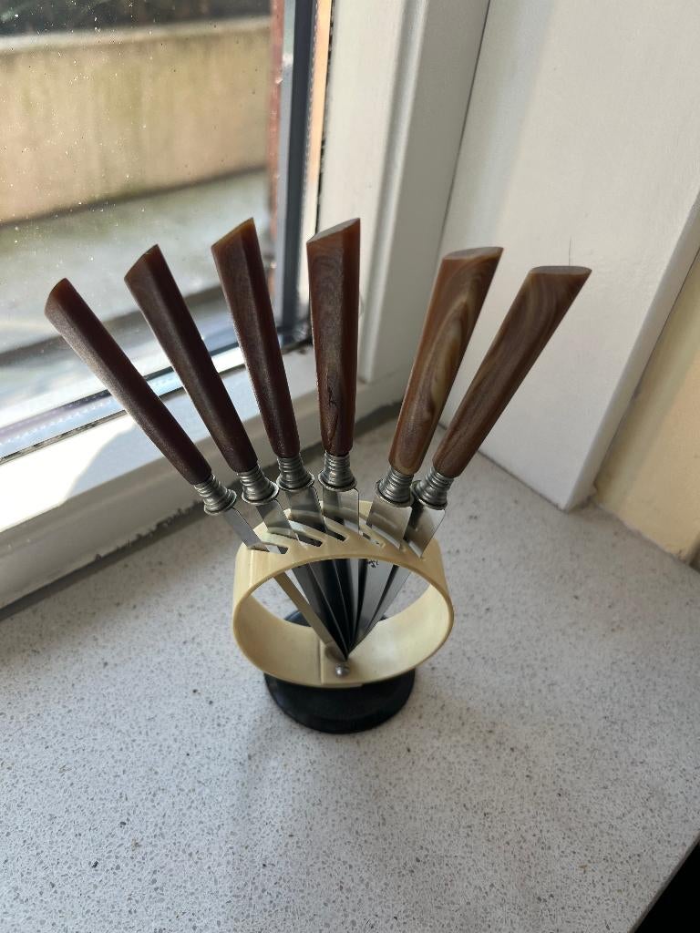 6 Fruit mesjes met houder, Ophalen of Verzenden