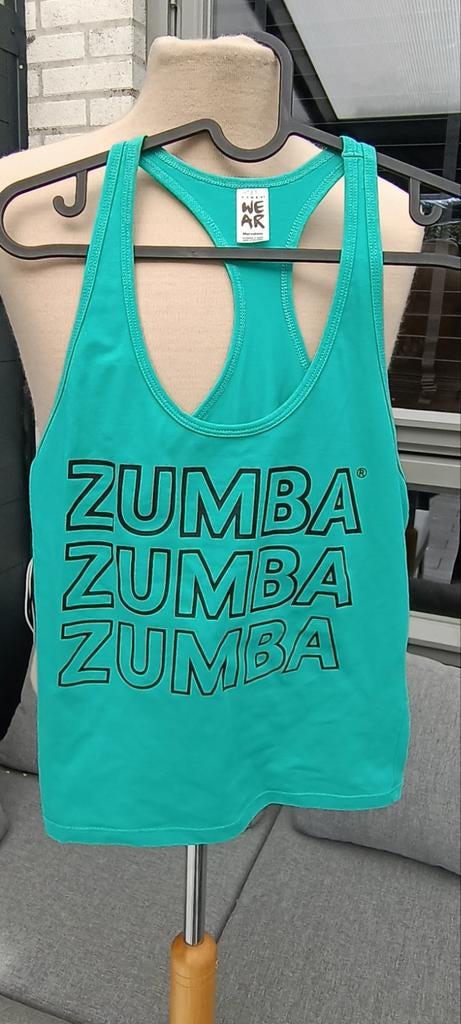 Mooie zeegroene Zumba top met zwarte opdruk maat M zgan, Kleding | Dames, Sportkleding, Ophalen, Zo goed als nieuw, Maat 38/40 (M)
