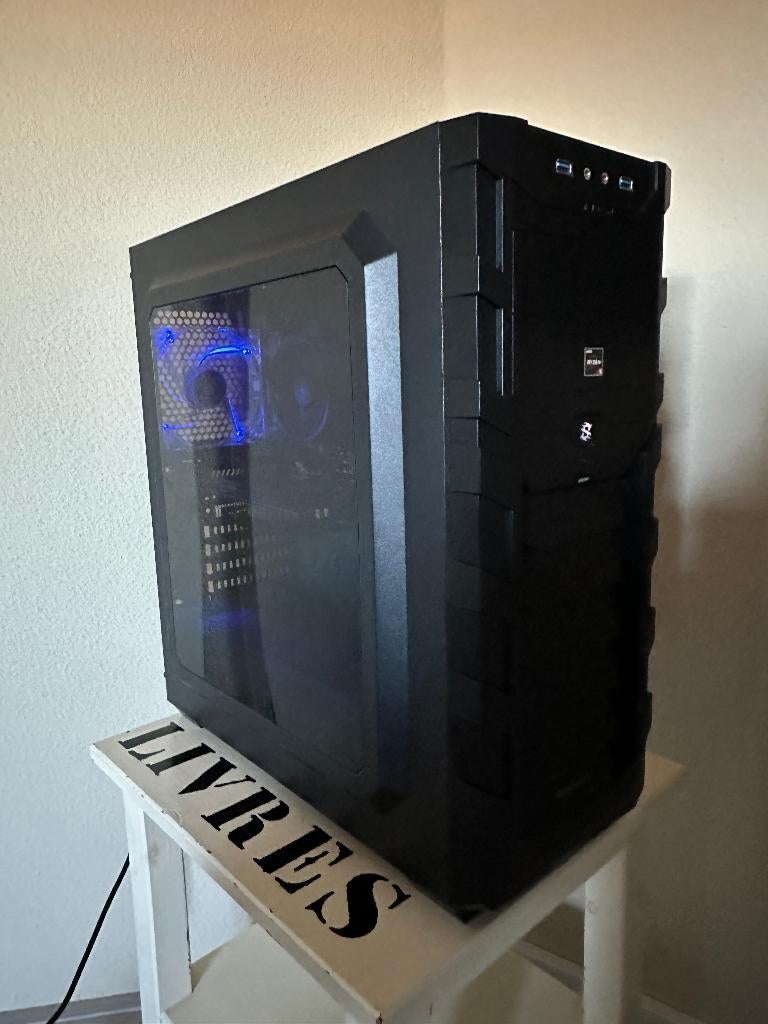 Game PC Ryzen 5 2600 GTX 1050Ti Blauwe RGB verlichting, Gebruikt, Sharkoon, Gaming, SSD