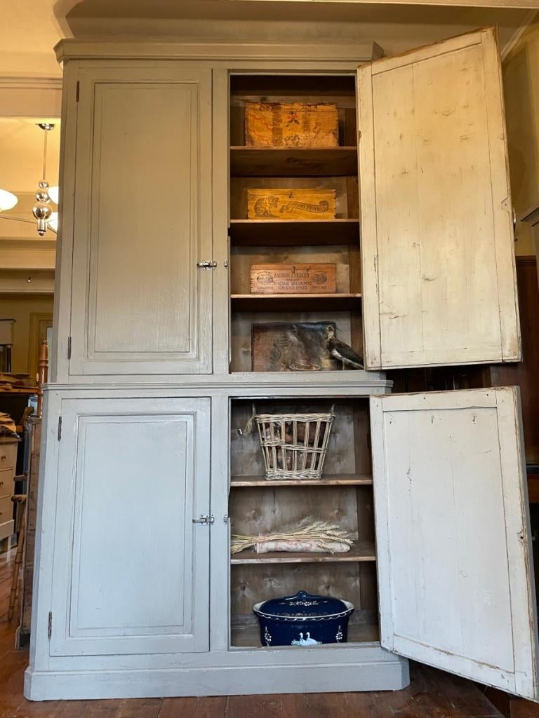 Hoge strak Keukenkast Servieskast Vitrinekast 266 cm. Frans, Ophalen of Verzenden