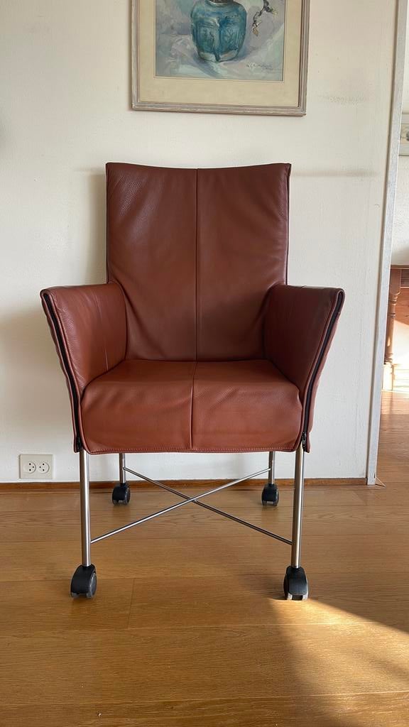 Prachtige leren montis stoel, Huis en Inrichting, Stoelen, Bruin, Leer, Ophalen of Verzenden, Zo goed als nieuw