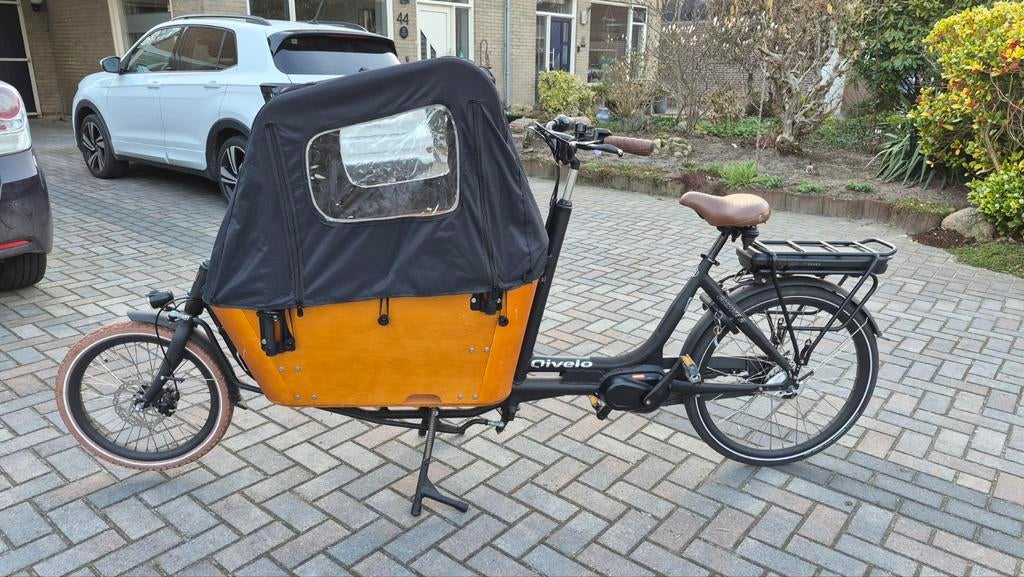 Te koop hele nette bakfiets Qivelo Curve 2, 4 kinderen of meer, Huif, Zo goed als nieuw, Ophalen