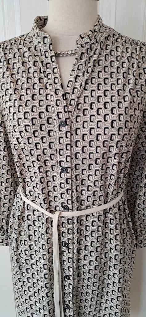 Jane Lushka travelstof jurk M - Zwart, beige, wit, Maat 38/40 (M), Overige kleuren, Gi, Gi