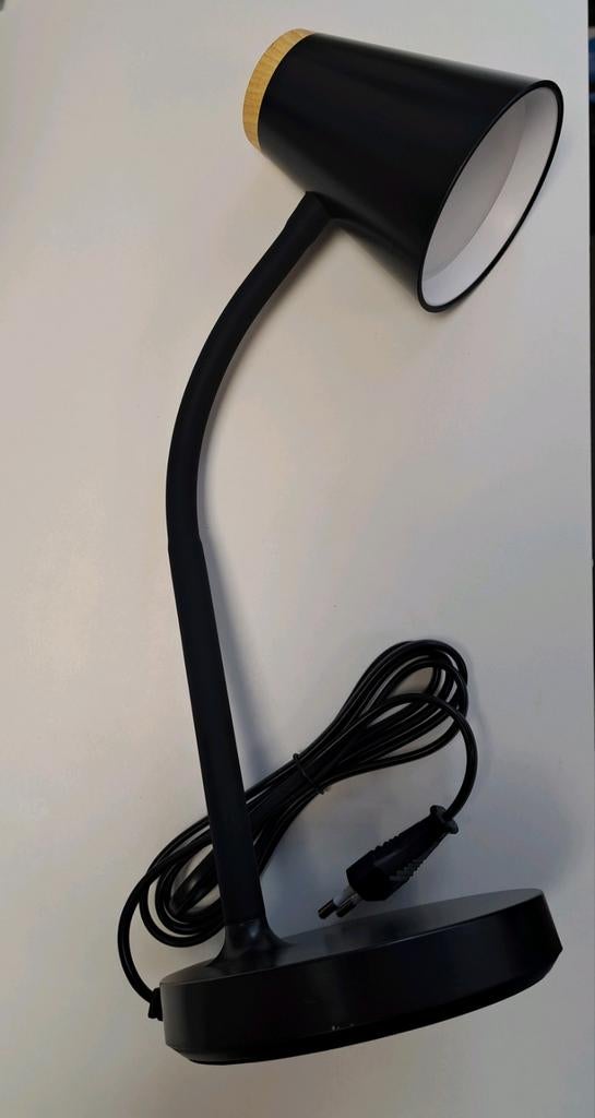 Moderne Zwarte LED Bureaulamp met Houten Details