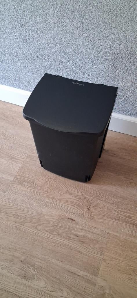 Brabantia afvalemmer, zwart, 10-20 liter, Kunststof, Gebruikt, 50 tot 75 cm, Ophalen of Verzenden
