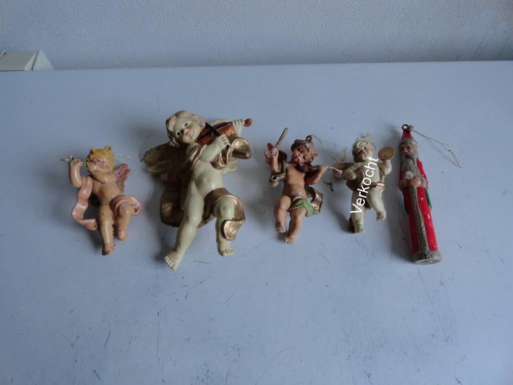 Kerstengelen, vintage voor in kerstboom, 3 stuks + kerstman, Diversen, Kerst, Ophalen of Verzenden