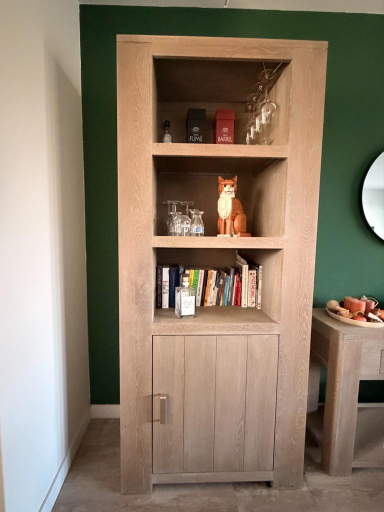 Massief houten (boeken)kast | Morella, Jansen Totaal Wonen, Ophalen, 200 cm of meer, Eikenhout, 50 tot 100 cm