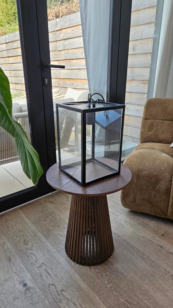 Moderne Zwarte Hanglamp met Glazen Kubus Design, Modern, Industrieel, Minimalistisch, Ophalen of Verzenden, Zo goed als nieuw