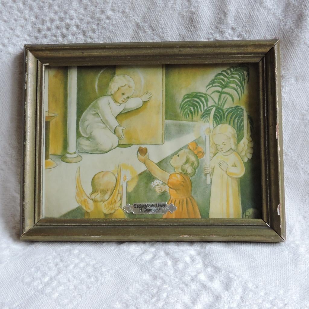 Oud schilderijtje Heilige Communie, Ophalen of Verzenden, Gebruikt