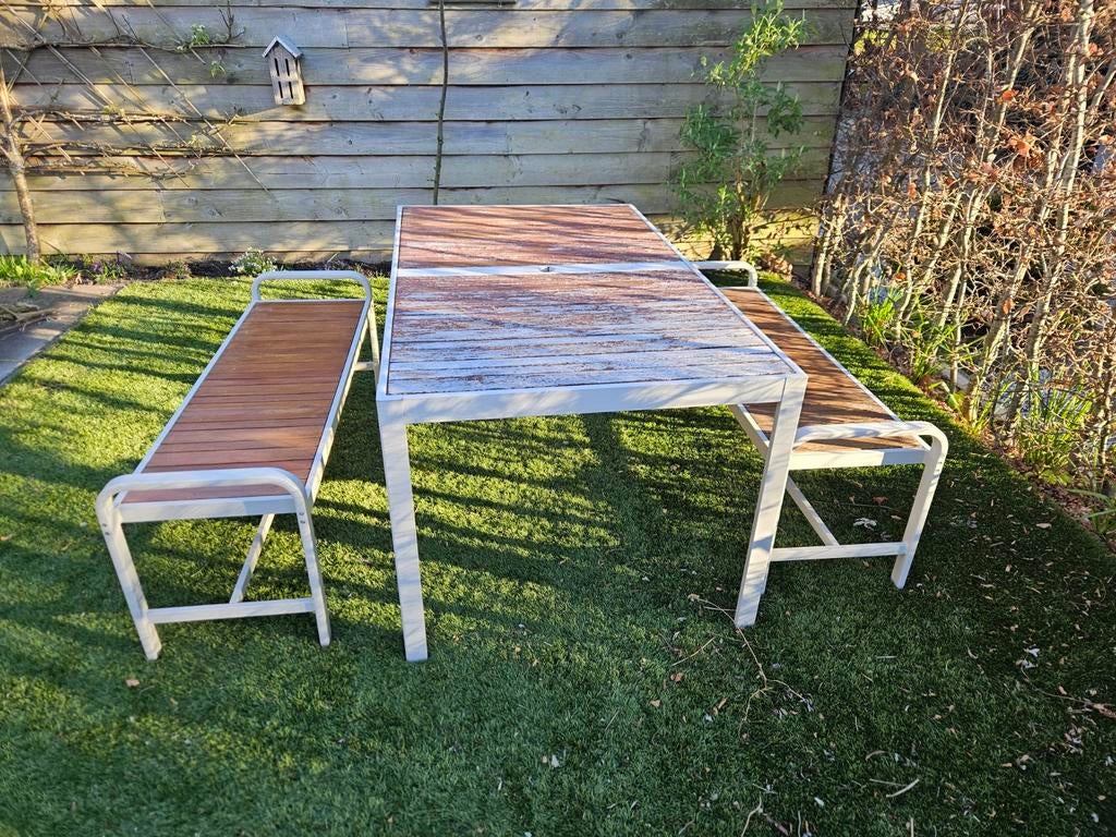 IKEA SJÄLLAND Tuin tafel met bankjes, Ophalen, Gebruikt, Rechthoekig, Hout