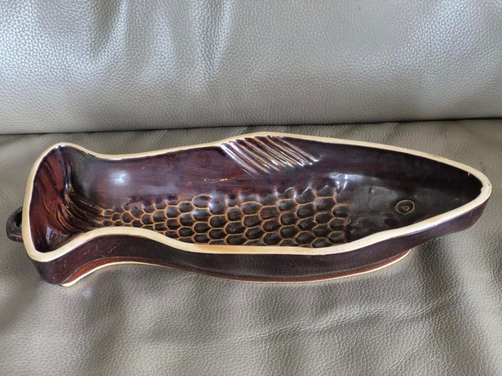 Vintage keramische ovenschaal in de vorm van een vis, Ophalen of Verzenden