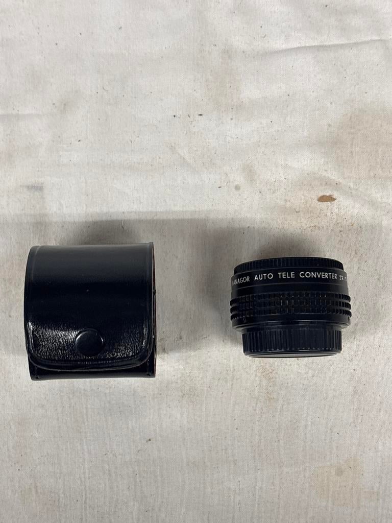 Panagor Auto Tele Converter 2x PS leren kokertje, Verzenden, Gebruikt, Telelens, Zoom