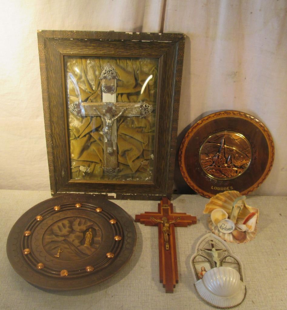 6 Oude Religieuze Objecten, Antiek en Kunst, Ophalen of Verzenden