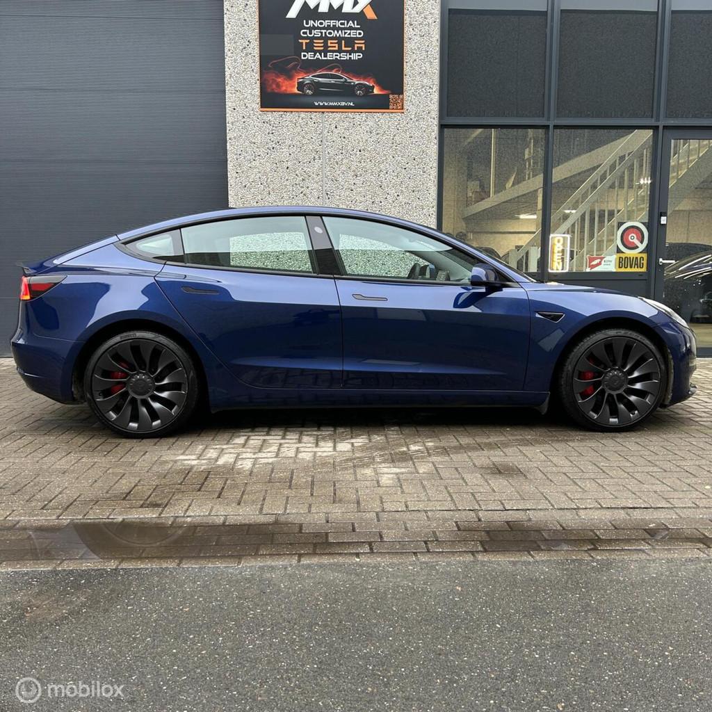Tesla Model 3 Performance + MMX Pack + IAP, Auto's, Tesla, Automaat, Gebruikt, Zwart, Blauw