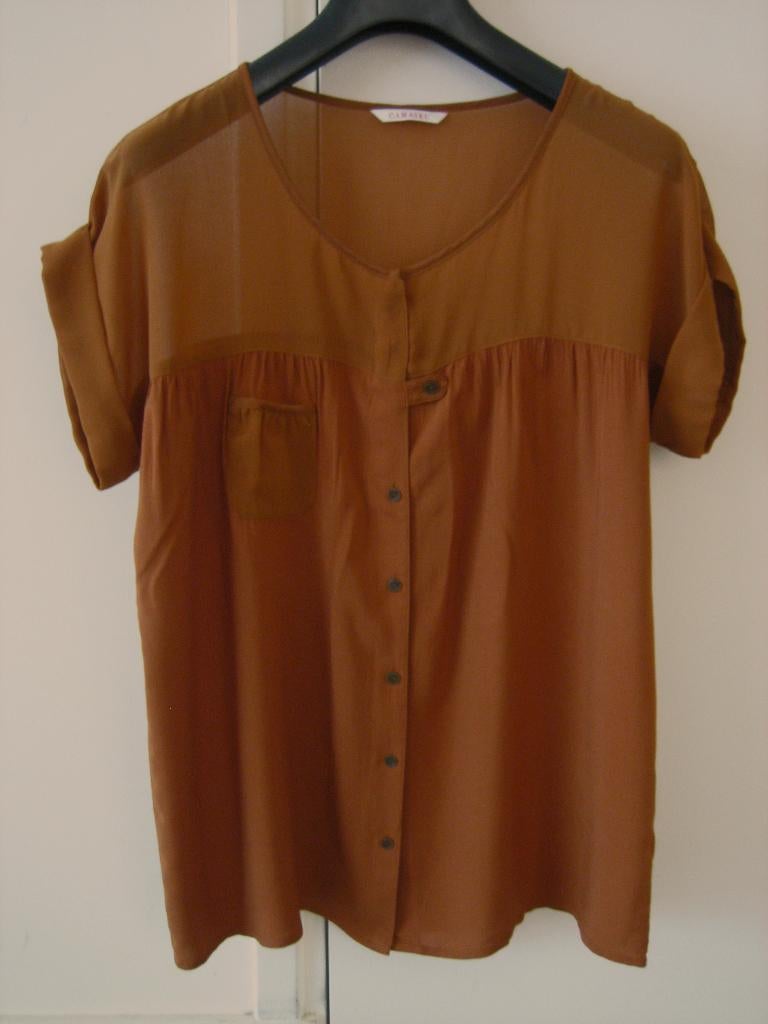 Luchtig speels oranjebruin bloesje CAMAÏEU 38-40 snazzeys, Maat 38/40 (M), Camaïeu, Bruin, Verzenden