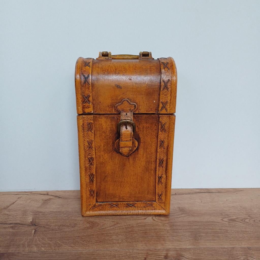 Houten wijndoos voor 2 flessen wijn, Minder dan 50 cm, Gebruikt, Onbekend, Minder dan 50 cm