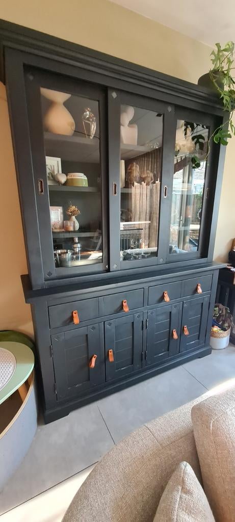 Zwarte buffetkast van origineel kersenhout, Ophalen, Gebruikt, Met deur(en), 200 cm of meer