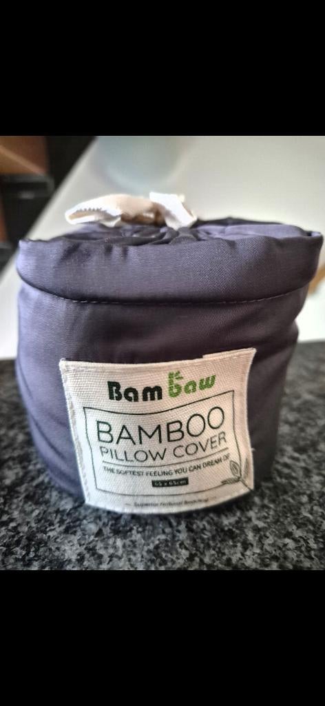 2 kussenslopen BAMBOO BAMBAW 65x65 charcoal kleur, Ophalen, Kussen, Grijs, Nieuw