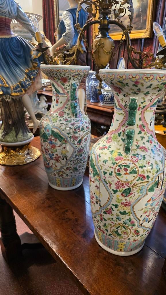 Grote Antieke Chinese Famille Rose Vazen - Zeer Gaaf