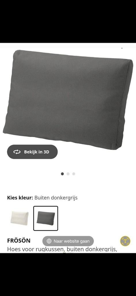 Ikea Frösön Zit- en Rugkussens Antraciet (5x), Ophalen, Zo goed als nieuw, Grijs, Rechthoekig