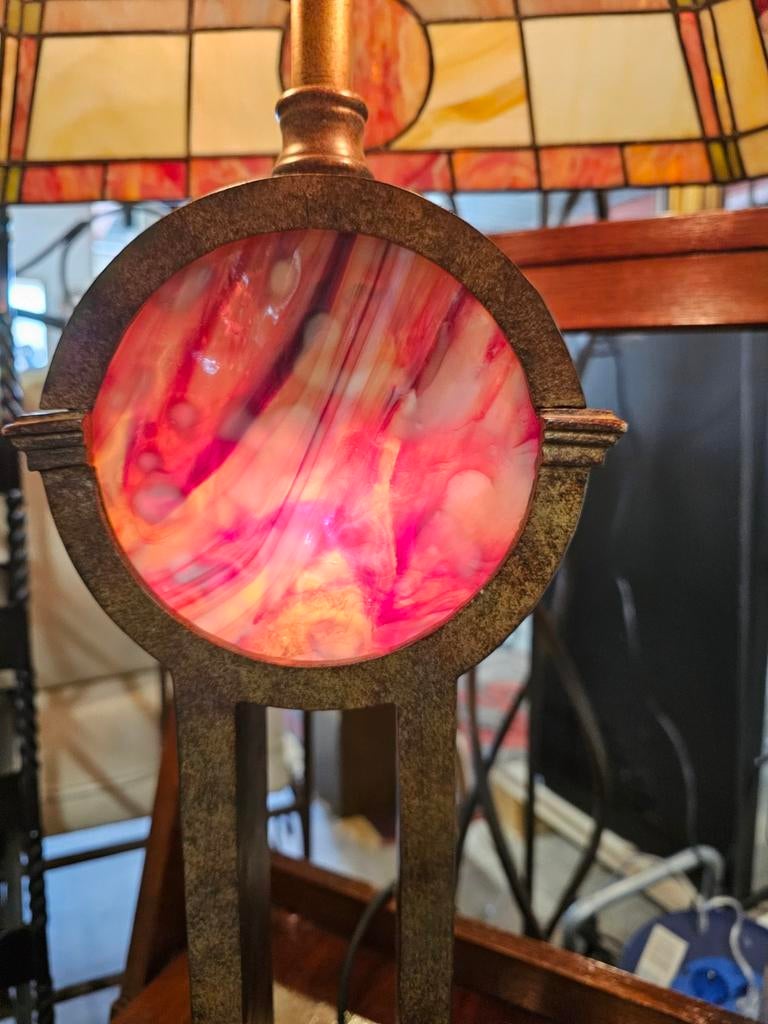 Tiffanylamp met rood en geel glas, Ophalen of Verzenden