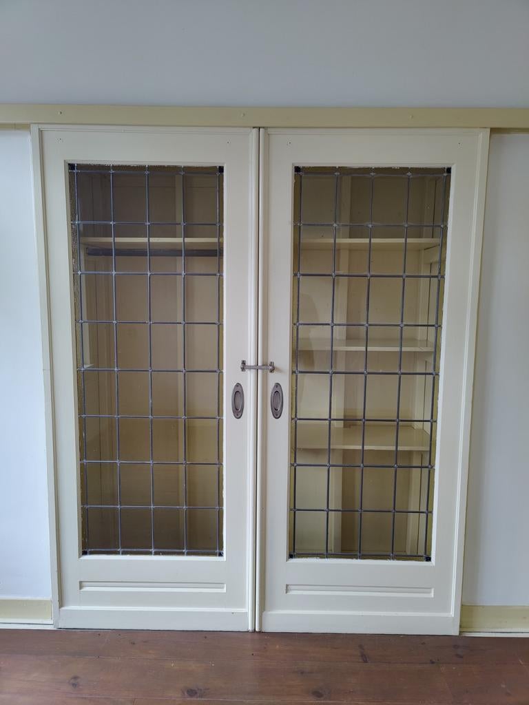 Glas in lood schuifdeuren, Ophalen, Gebruikt, 80 tot 100 cm, Binnendeur