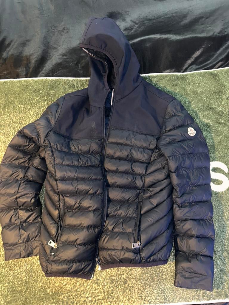 Moncler Hybrid Puffer - maat S/M Navy Blue, Ophalen of Verzenden, Gedragen, Maat 46 (S) of kleiner, Blauw