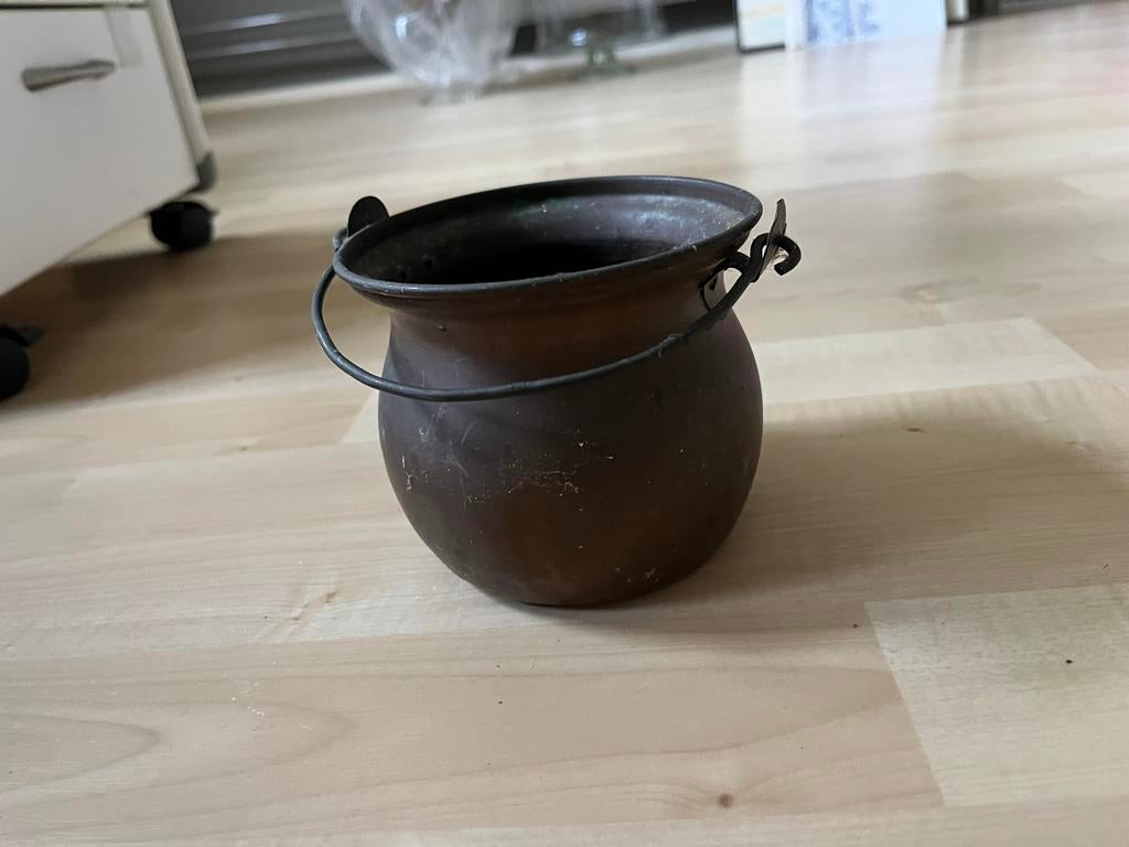 Antiek koperen lijmpotje met hengsel, Ophalen of Verzenden, Koper