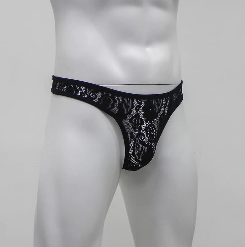Zwarte transparante heren g-string / string lingerie mannen, Verzenden, Zwart, Slip