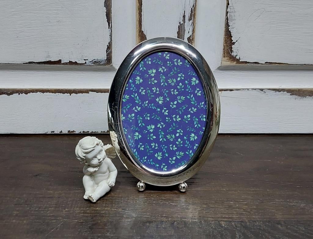 Ovaal verzilverd fotolijstje, Antiek en Kunst, Curiosa en Brocante, Ophalen of Verzenden