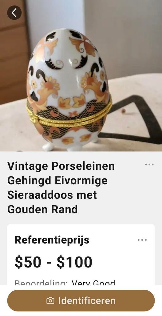 Vintage Porseleinen Eivormige Sieraaddoos, Antiek en Kunst, Ophalen of Verzenden